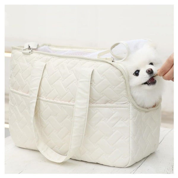 Elosung Beige Fashionable Pet Carrier Bag Stylish Handbag For Cats And Small Dog Carousel 1