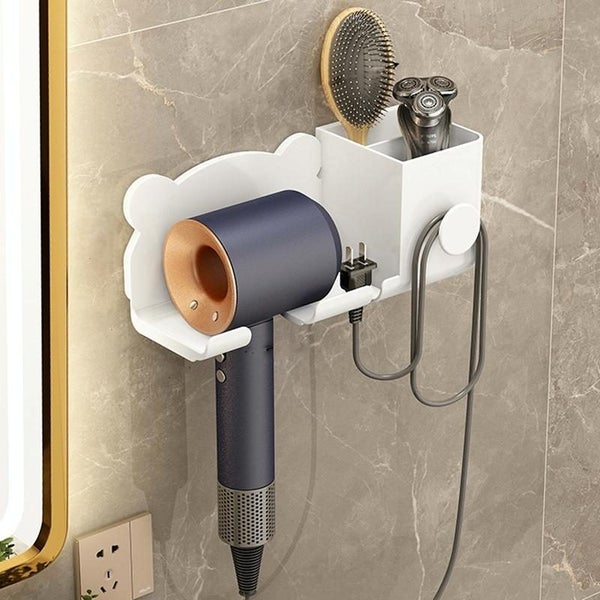 Wall Mounted Holder For Dyson Hair Dryer Bathroom Storage Rack Simple Black Upg Carousel 1