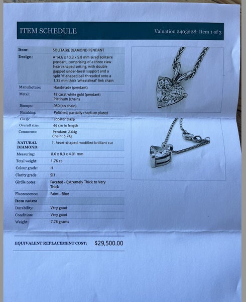 1.76ct diamond heart solitaire pendant in 18ct white gold Carousel 2