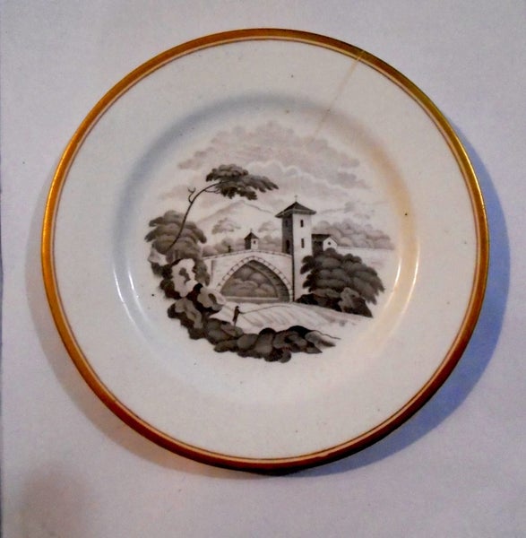 EARLY SPODE PORCELAIN "BAT " PRINTED PLATE Carousel 1