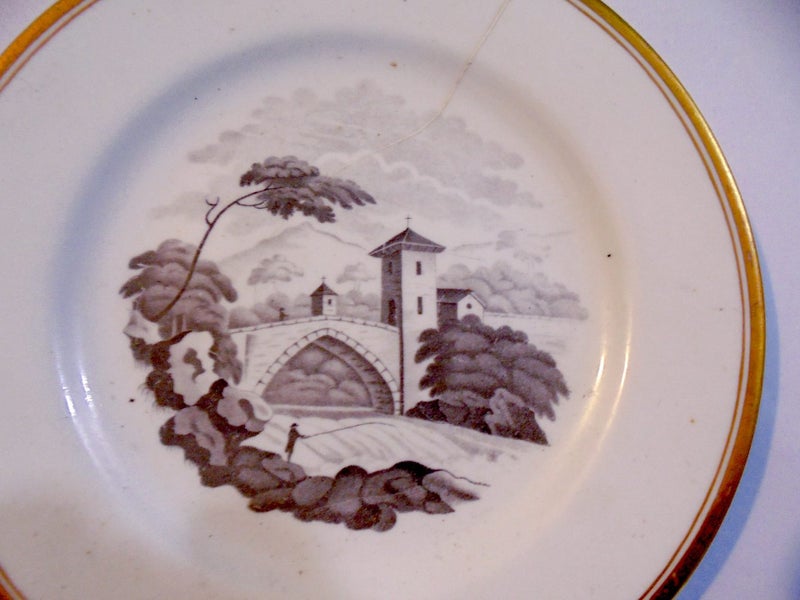 EARLY SPODE PORCELAIN "BAT " PRINTED PLATE Carousel 2