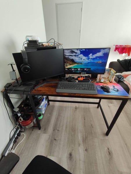 Vasagle 55" Computer Desk with 2 shelves - Rustic Brown Carousel 2