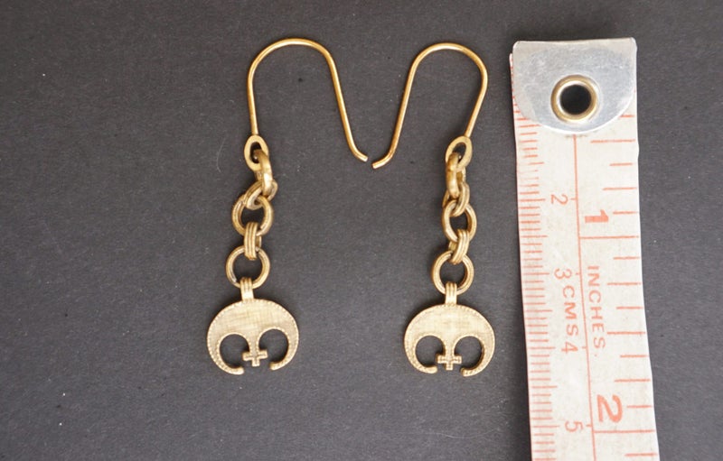 Gold over Sterling Silver Earrings - Lunula Cross - Good Luck & Protection Carousel 4