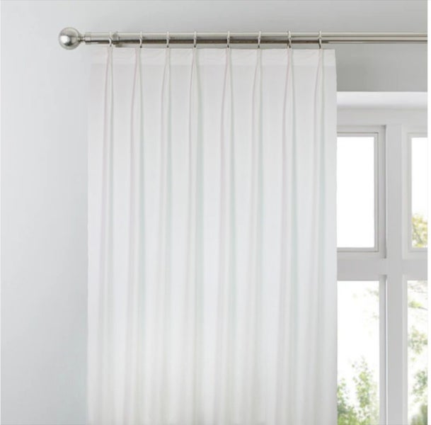 Pinch Pleat Privacy Curtains WHITE 1.4m wide x 2.4m drop Carousel 1