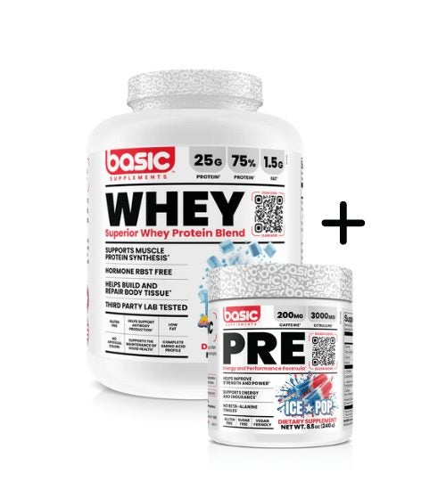 Basic Supplements Whey Protein 5Lb + FREE Pre Workout Carousel 2