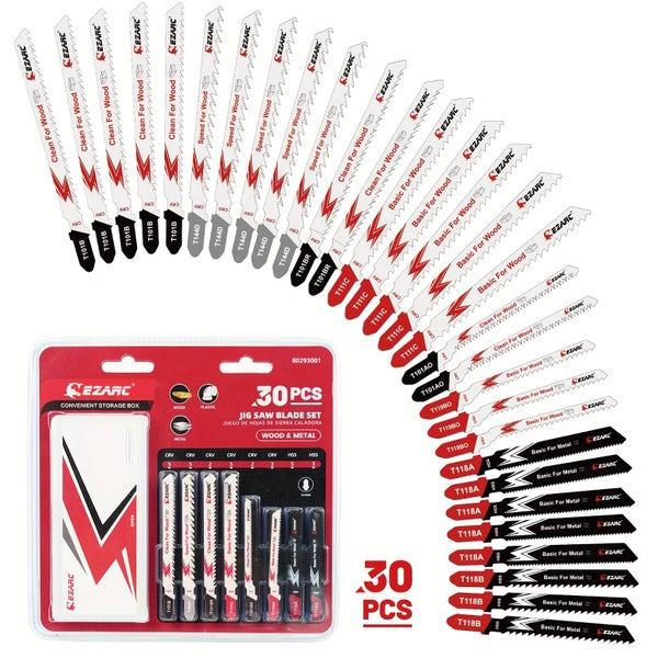 Jigsaw Blades Set 30pcs with Storage Case Assorted T-Shank Carousel 2