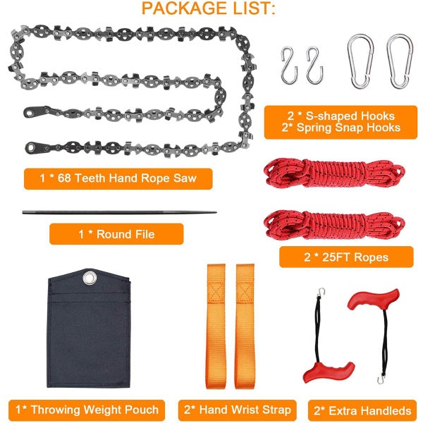 53 Inch Hand Rope Chain Saw Sharp Manual Tree Limb Chain Saw with 68 Carousel 6