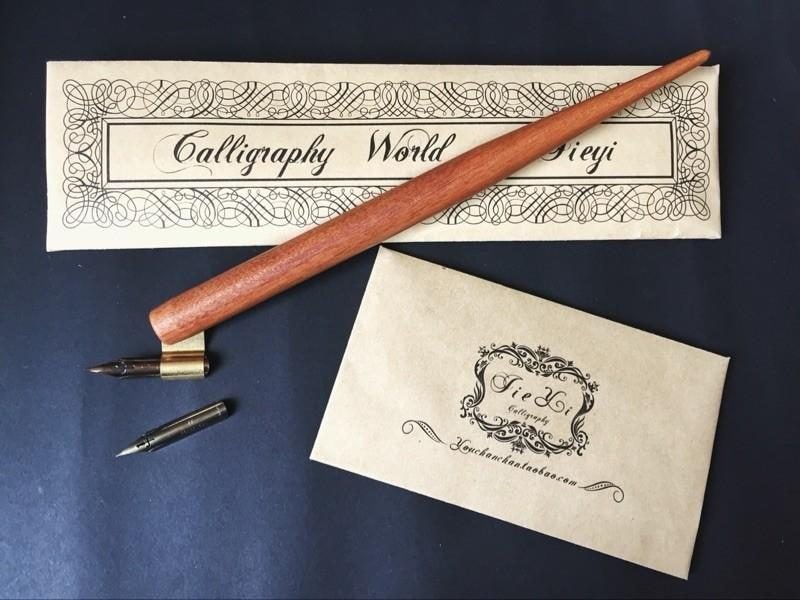 Handmade Solid Wood Copperplate Script Oblique Dip Pen Nib Holder Best Gift Carousel 1
