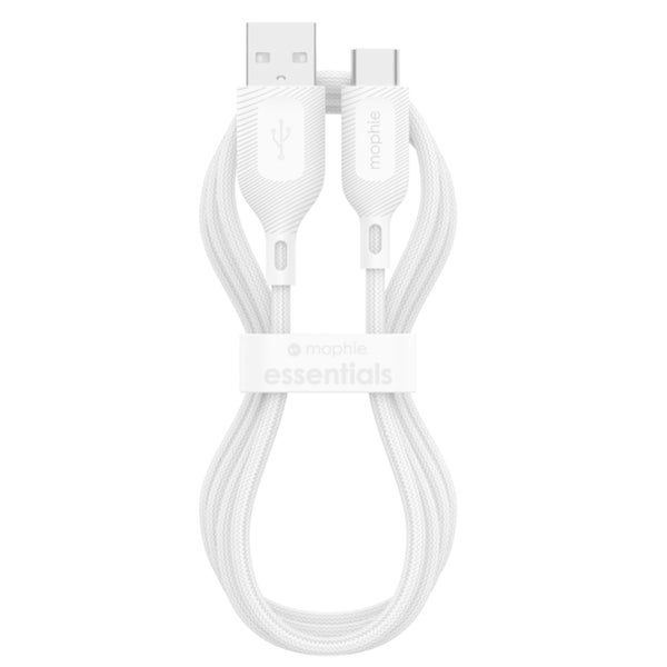 Mophie Essential USB-A to USB-C Cable - 1m - White Soft Braided Nylon Carousel 2