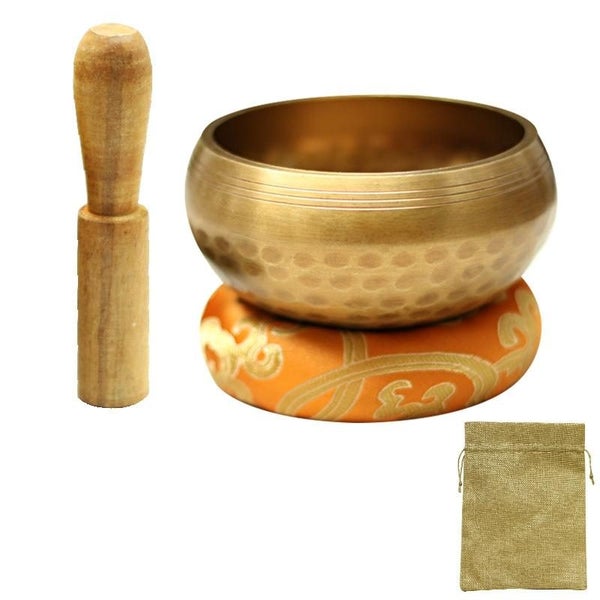 8.5Cm Copper Buddha Sound Bowl Set With Mat Stick & Bag Singing Bowls Parallel Carousel 1