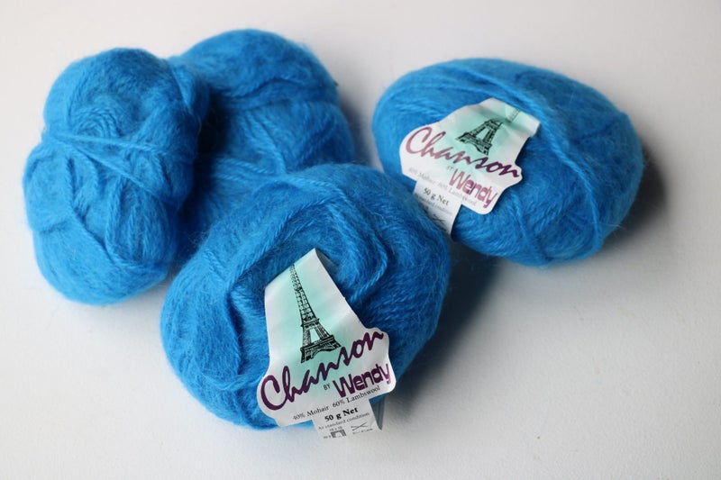 Mohair/Lambswool Wool Yarn - Blue - Wendy Chanson Carousel 3