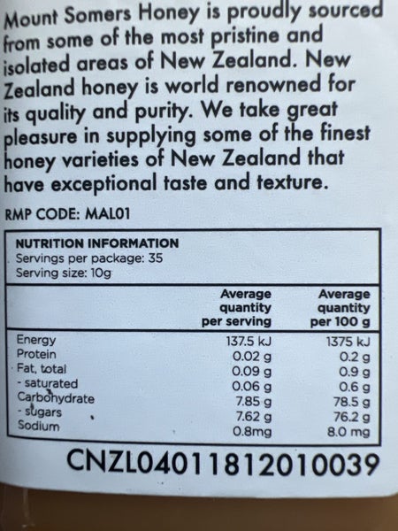 MOUNT SOMERS MANUKA HONEY UMF15+ MGO083+ SQUEEZABLE HONEY MGO50+ Carousel 3