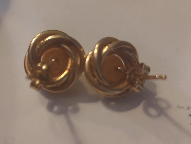 Vintage 9ct Yellow Gold Pearl knot Earrings Carousel 5