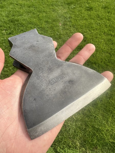Vintage “PLUMB” stamped Kent pattern hewing axe/ hatchet head (R/handed) Carousel 14