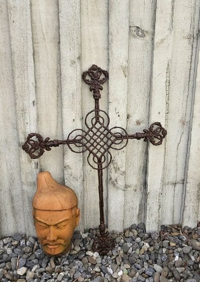 Late 19th Early 20th Century Wrought Iron French Cross. Architectural Salvage. Carousel 2