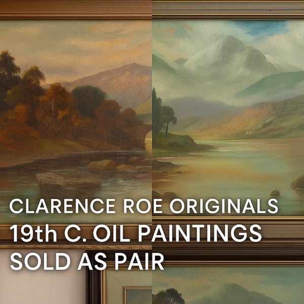 2 x Original Antique Signed Clarence Roe Oil Paintings636169863441951116