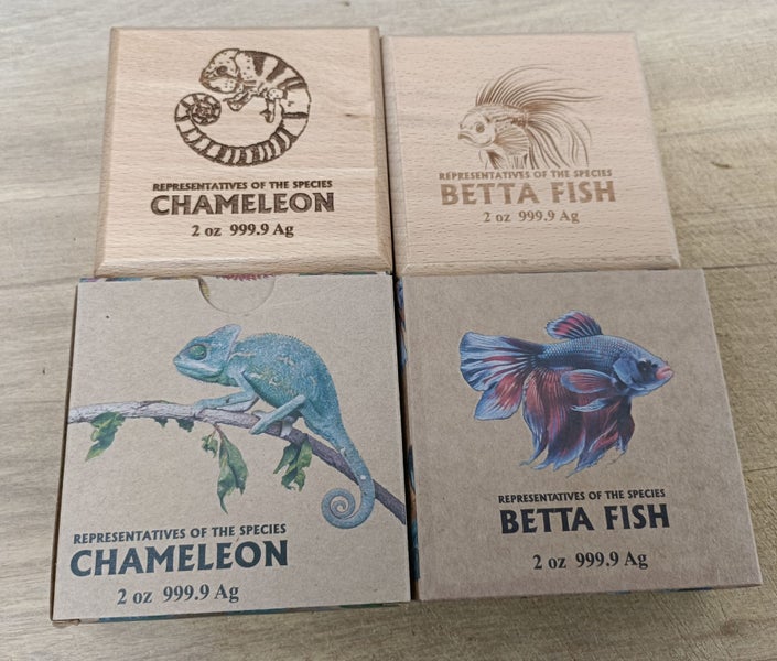 DEALS4DOLLARS - (RARE) CHAMELEON & BETA FISH PURE 999.9 FINE SILVER. Carousel 7