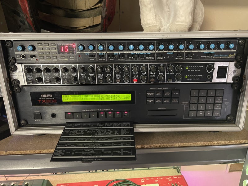 Classic Novation BassStation Rack + Yamaha TX-802 + Behringer RX1602 in rack Carousel 1
