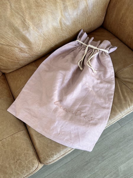 luxurious 100% linen drawstring bag with embroidery ~ NEW Carousel 2