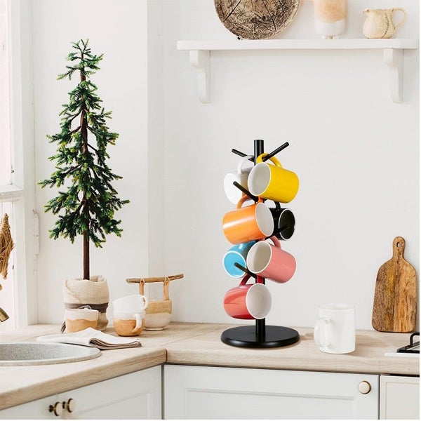 360-Degree Rotating Mug Holder Tree Stand Coffee Mug Rack with 8 Hooks Carousel 5