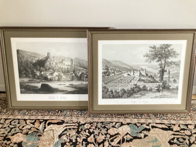 Pair of Heidelberg prints, frame 45cm x 56cm, non-reflective glass, Lemercier Carousel 1