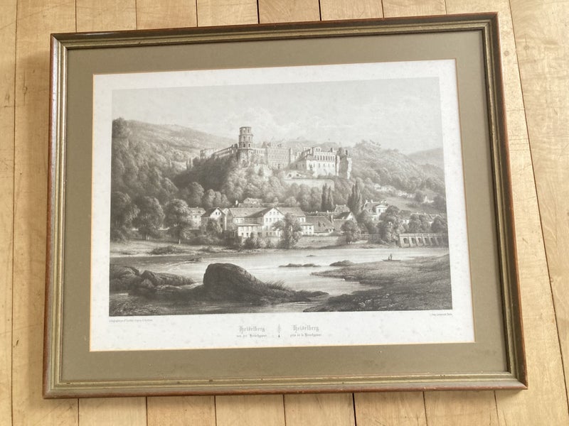 Pair of Heidelberg prints, frame 45cm x 56cm, non-reflective glass, Lemercier Carousel 2