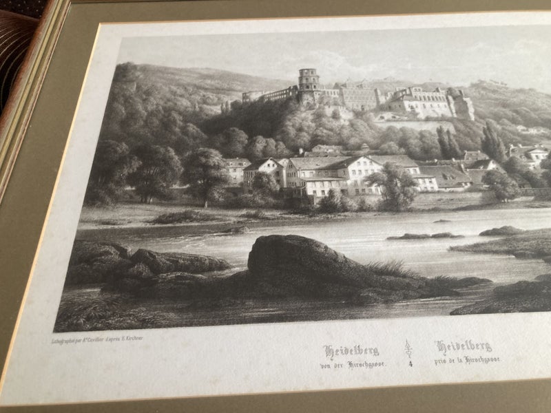 Pair of Heidelberg prints, frame 45cm x 56cm, non-reflective glass, Lemercier Carousel 15