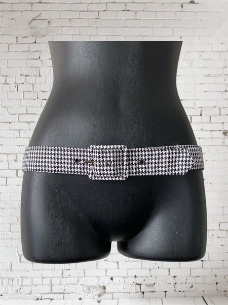 Vintage Houndstooth Belt Size 12 – Black White Check Waist 71–80cm64432923065345110