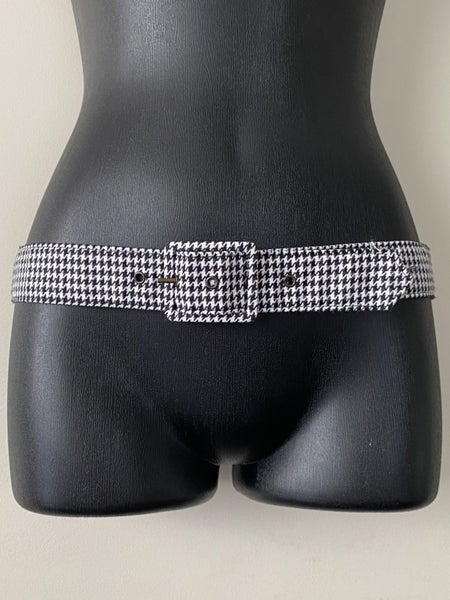 Vintage Houndstooth Belt Size 12 – Black White Check Waist 71–80cm64432923065345111