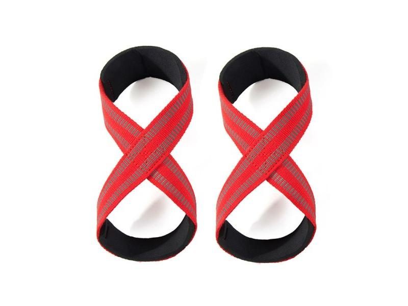 Figure 8 Word Weightlifting Padded Wrist Support Straps Deadlift Powerlifting Carousel 1