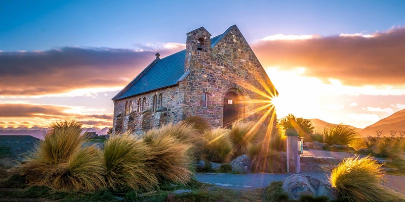 Rokit Wall Art. Church of Good Shepherd Sunrise Tekapo. large Canvas 60x120 Carousel 2