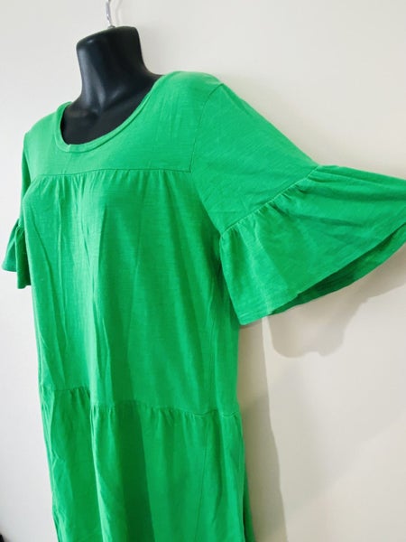 Stella + Gemma Tiered Cotton Dress – Size 12 – Kelly Green63617605958273112