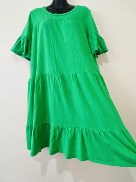 Stella + Gemma Tiered Cotton Dress – Size 12 – Kelly Green63617605958273114