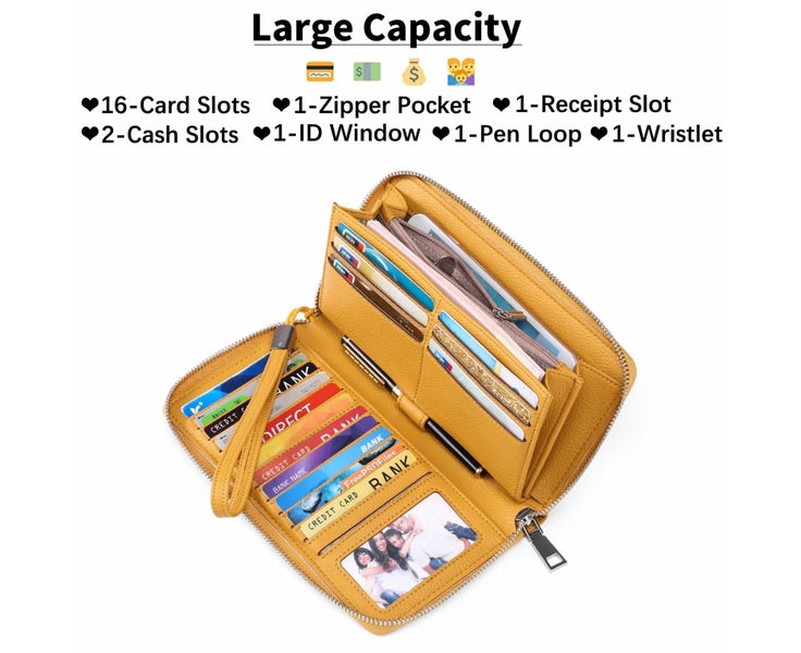 Womens Wallet RFID Blocking Leather Zip Around Wallet Large Capacity Long Pur Carousel 2