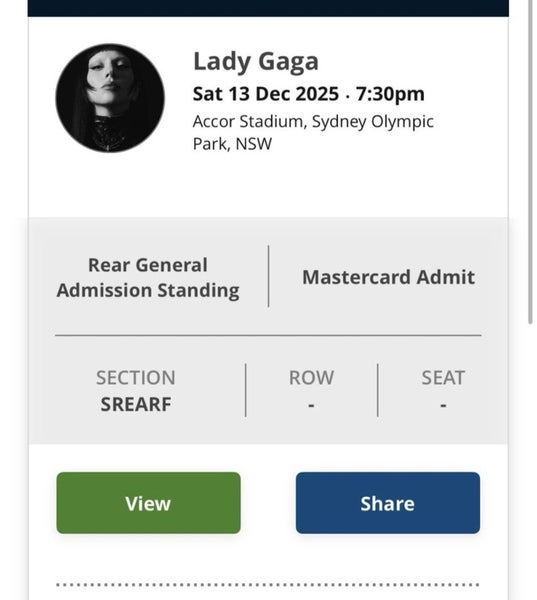 Lady Gaga MAYHEM BALL - Sydney - 13th December SOLD OUT Carousel 2