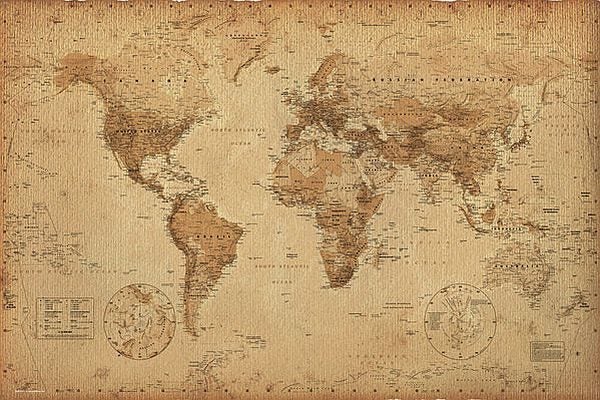 Antique Coloured World Map Carousel 1