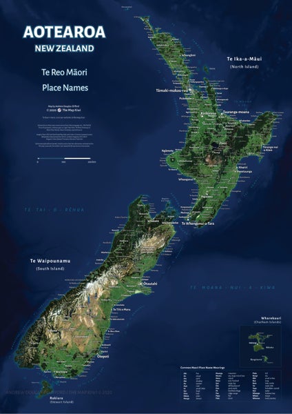 Te Reo Maori New Zealand Satellite Map Carousel 1