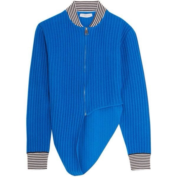 JW Anderson Cobalt Blue Asymmetrical Ribbed Cardigan Carousel 5
