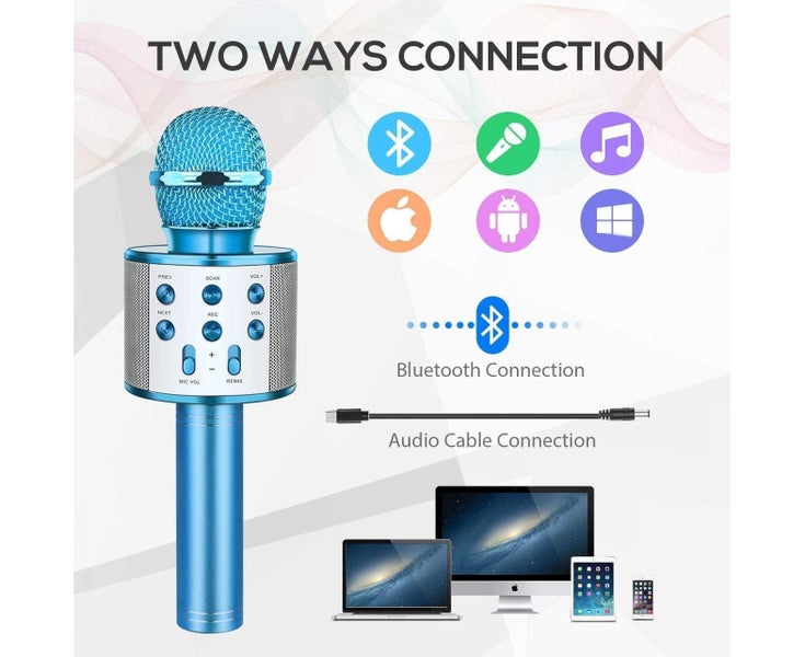 Blue-SUNY Wireless Bluetooth Karaoke Microphone with Speaker & Record Functio Carousel 2