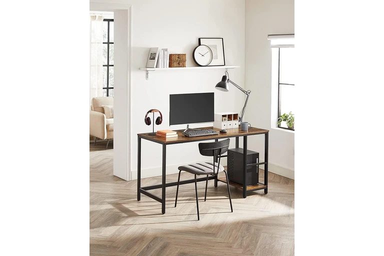 Vasagle 55" Computer Desk with 2 shelves - Rustic Brown Carousel 1