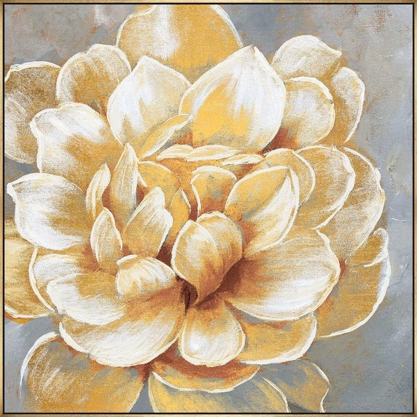 Hand Painted Flower Painting on Stretched Canvas - Gold Frame Carousel 1
