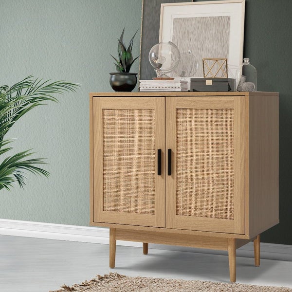 Artiss Rattan Buffet Sideboard 2 Doors - BRIONY Oak Carousel 1