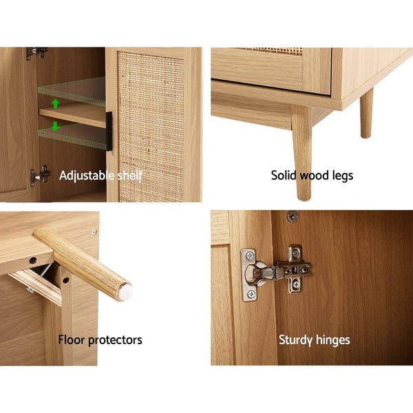 Artiss Rattan Buffet Sideboard 2 Doors - BRIONY Oak Carousel 8