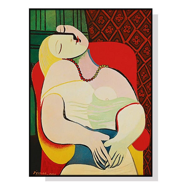 Wall Art 70cmx100cm The dream by Pablo Picasso Gold Frame Canvas Carousel 1