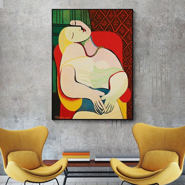 Wall Art 70cmx100cm The dream by Pablo Picasso Gold Frame Canvas Carousel 2