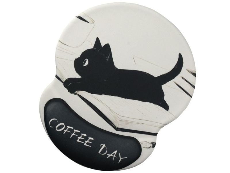 Cute Cat Ergonomic Mouse Pad Black Gel Non-Slip Wrist Rest Pad With Wrist Rest Carousel 1