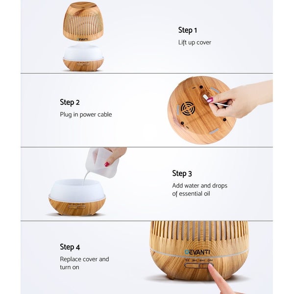 Devanti Aroma Diffuser Aromatherapy Humidifier 400ml Carousel 6