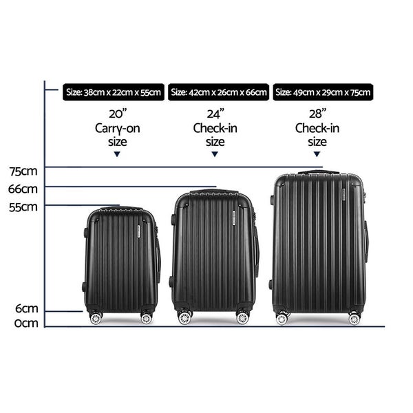 Wanderlite 3pcs LuggageTrolley Set Travel Suitcase Storage Organiser Carry On... Carousel 2