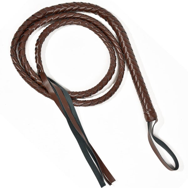 BROWN WHIP Faux Leather Costume Party 180cm Riding Cowboy Fancy Dress Carousel 5