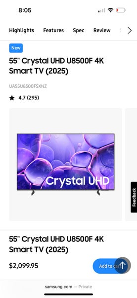 Brand New Samsung 55”Crystal UHD U8500F 4K Smart TV (2025) Carousel 3